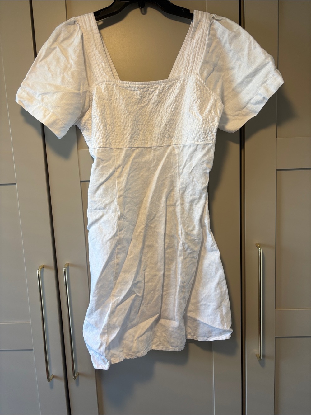 Madewell White Square-Neck Linen Sleeve Tunic Dress